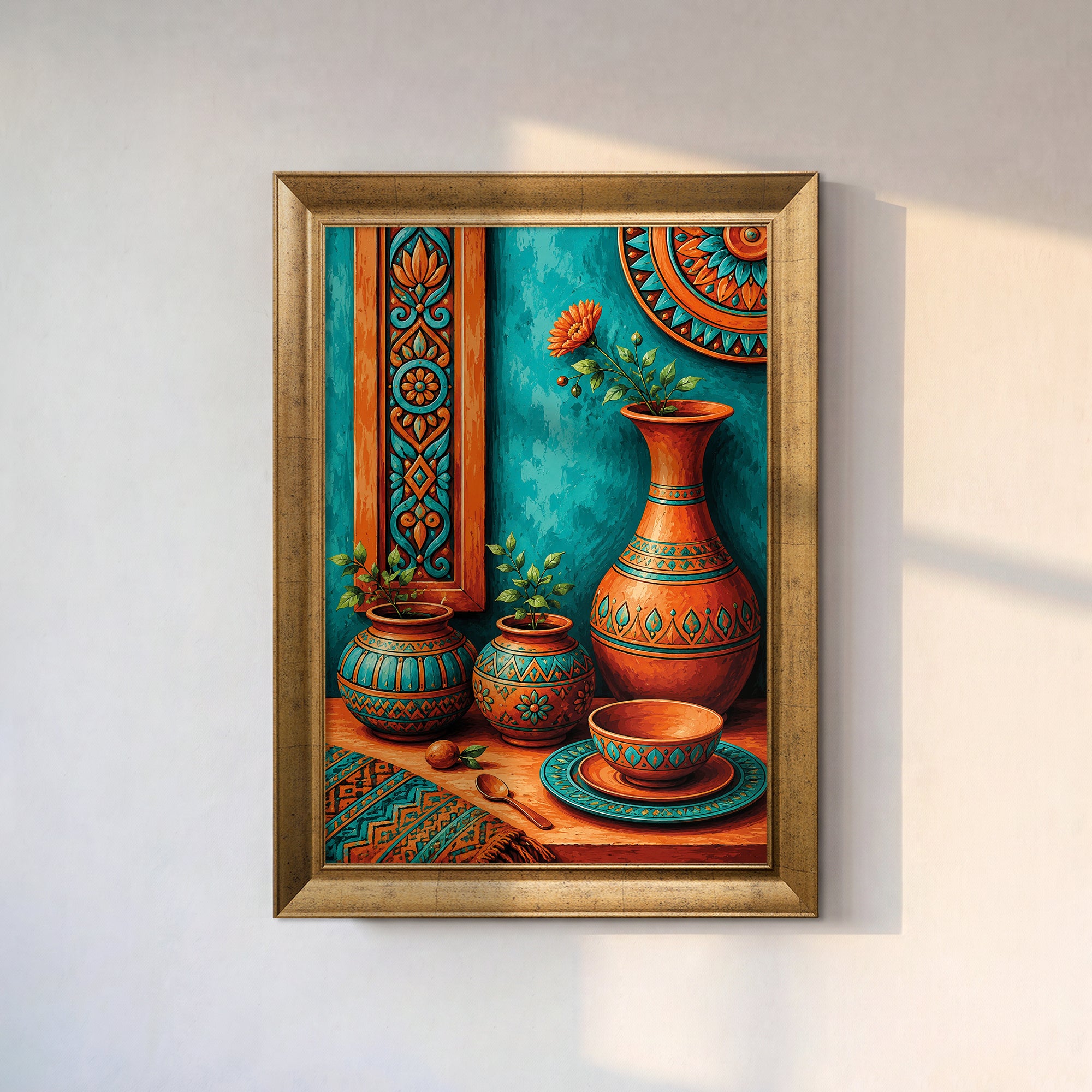 Vintage Vase and Flowers Canvas Painting