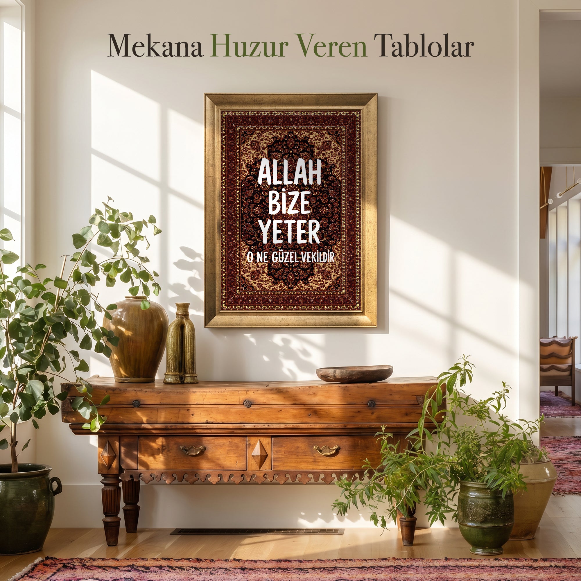 Allah Bize Yeter, O ne güzel vekildir - Kanvas Tablo