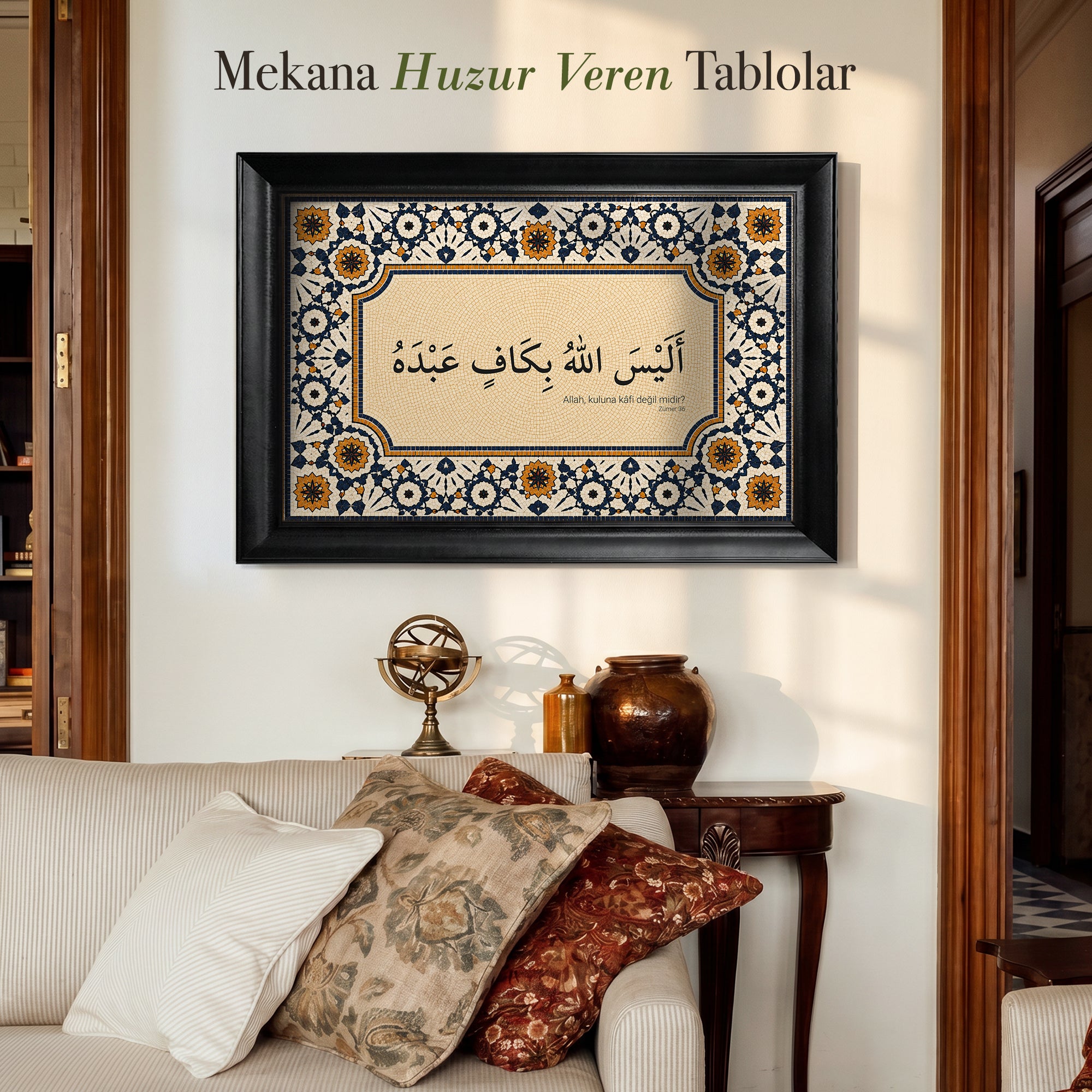Allah Kuluna Kafi Değil Midir Mozaik Desenli Kanvas Tablo