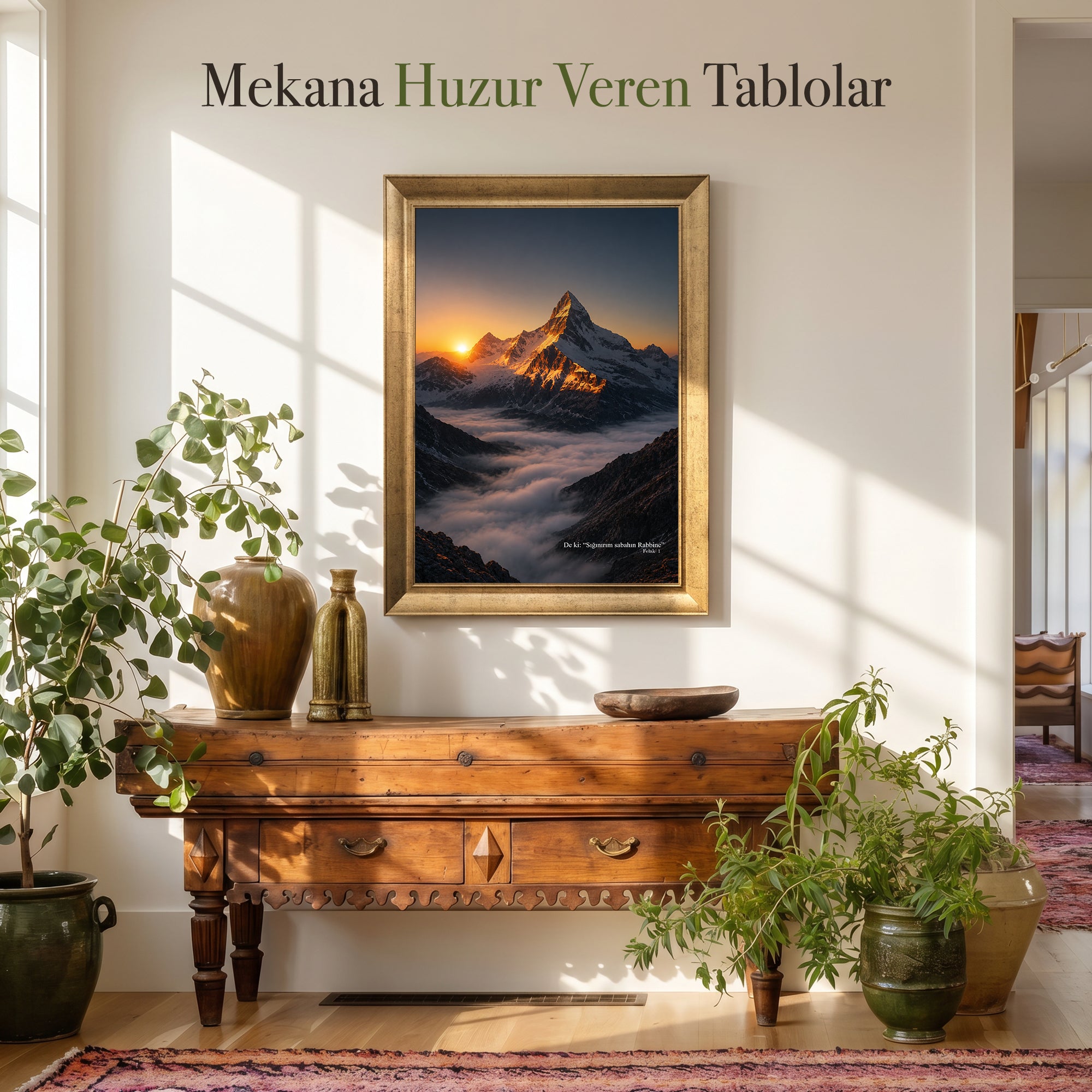 De Ki “Sığınırım Sabahın Rabbine” Gün Doğumu Kanvas Tablo