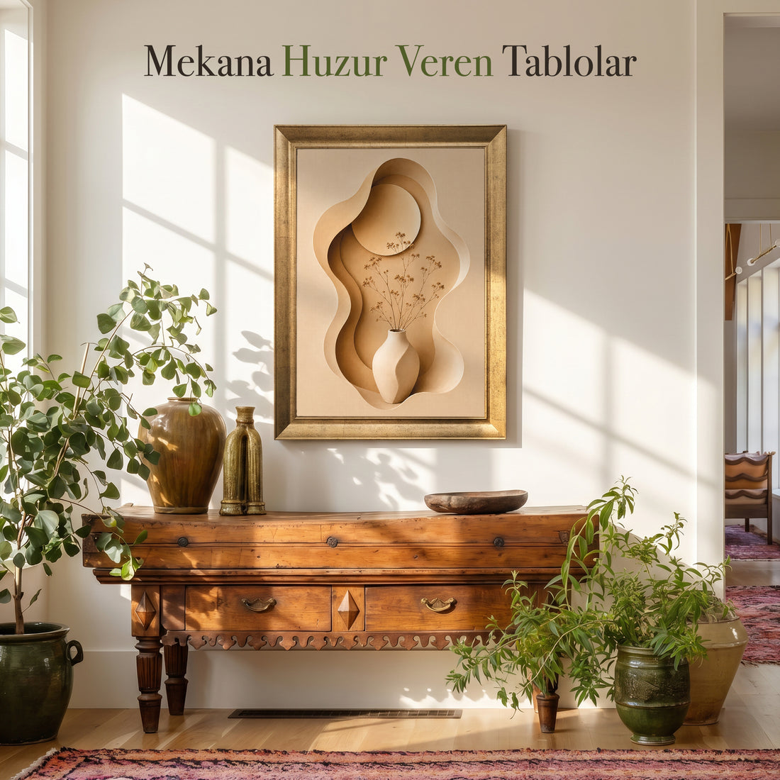 Tevafuk Dekoratif Vazo Kanvas Tablo
