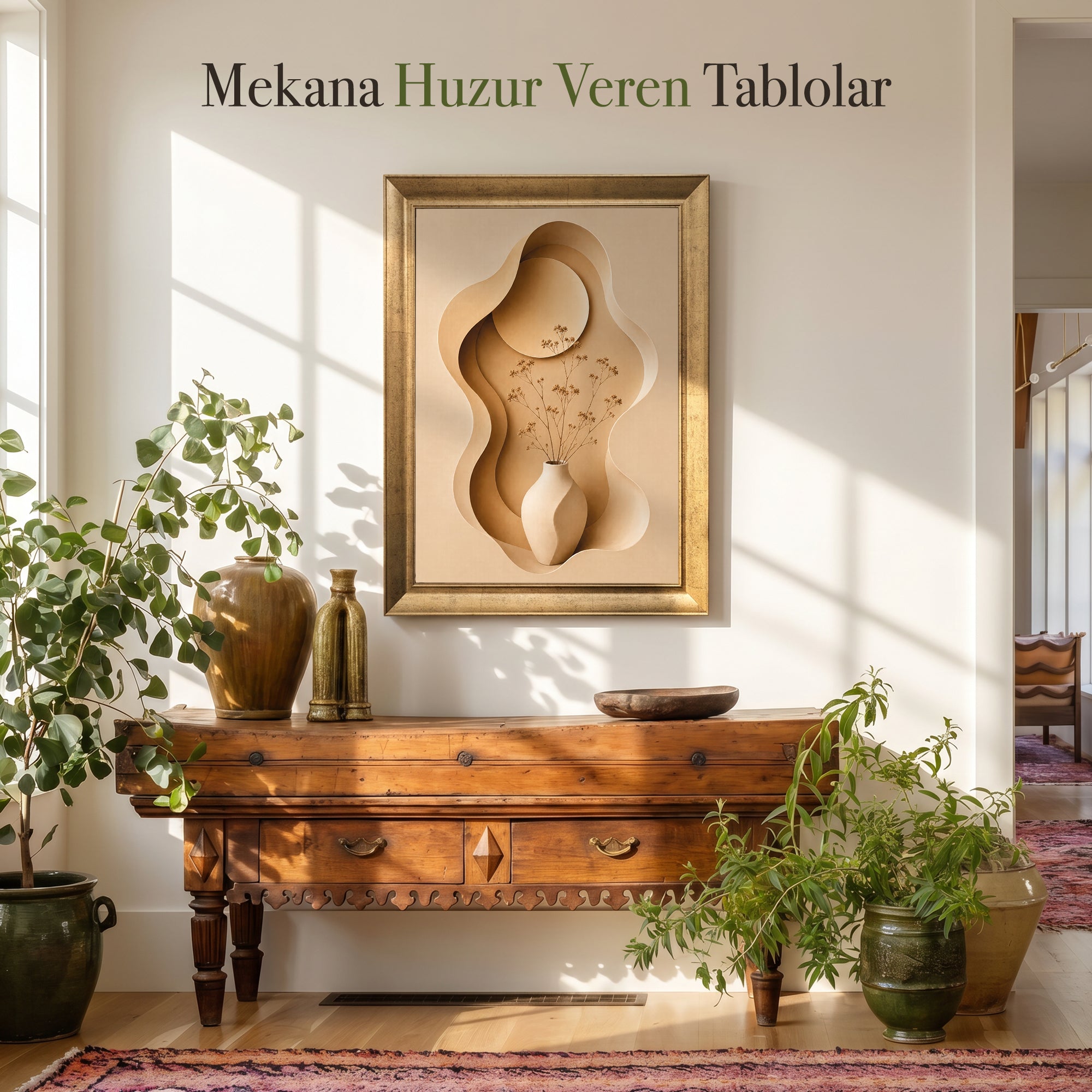 Tevafuk Dekoratif Vazo Kanvas Tablo