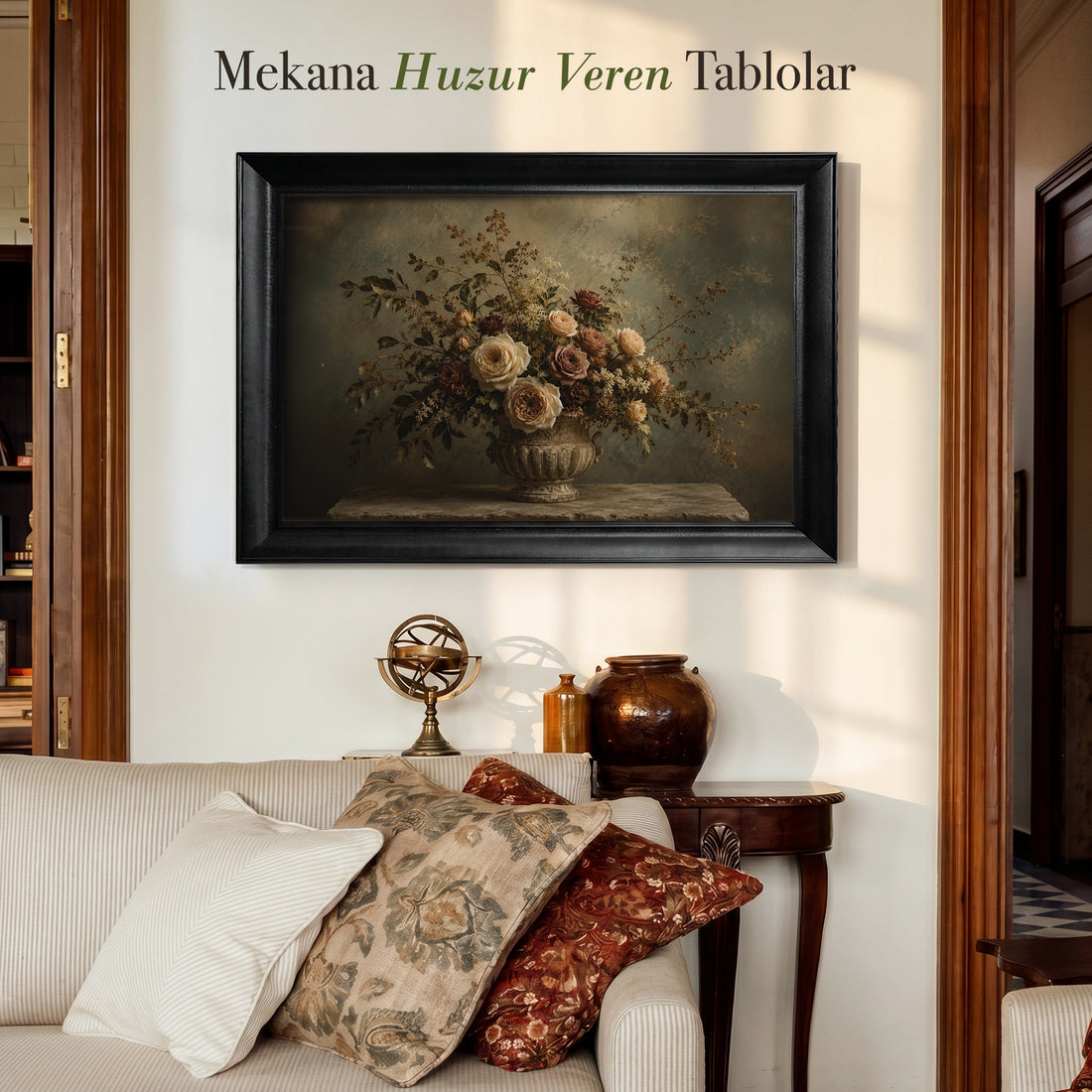 Vintage Vase and Flowers Canvas Painting