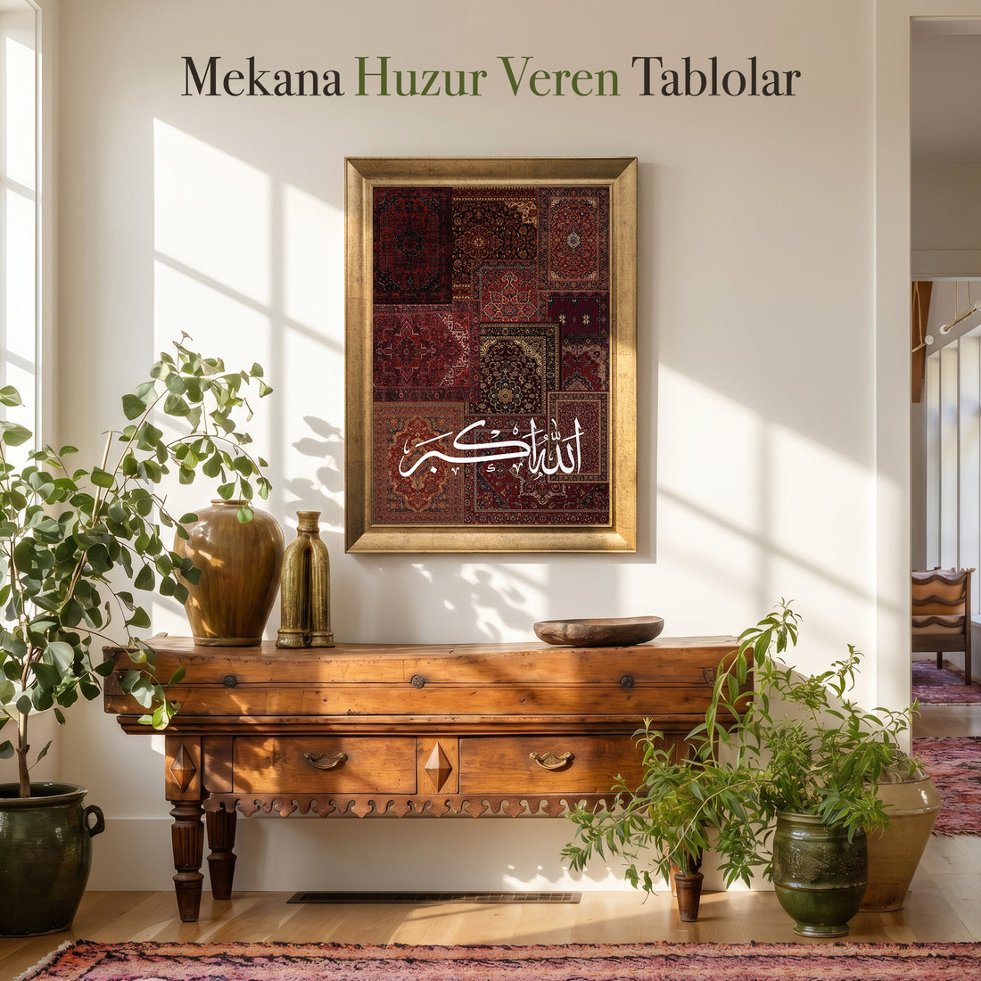 Allahu Ekber-Vintage Halı Kanvas Tablo