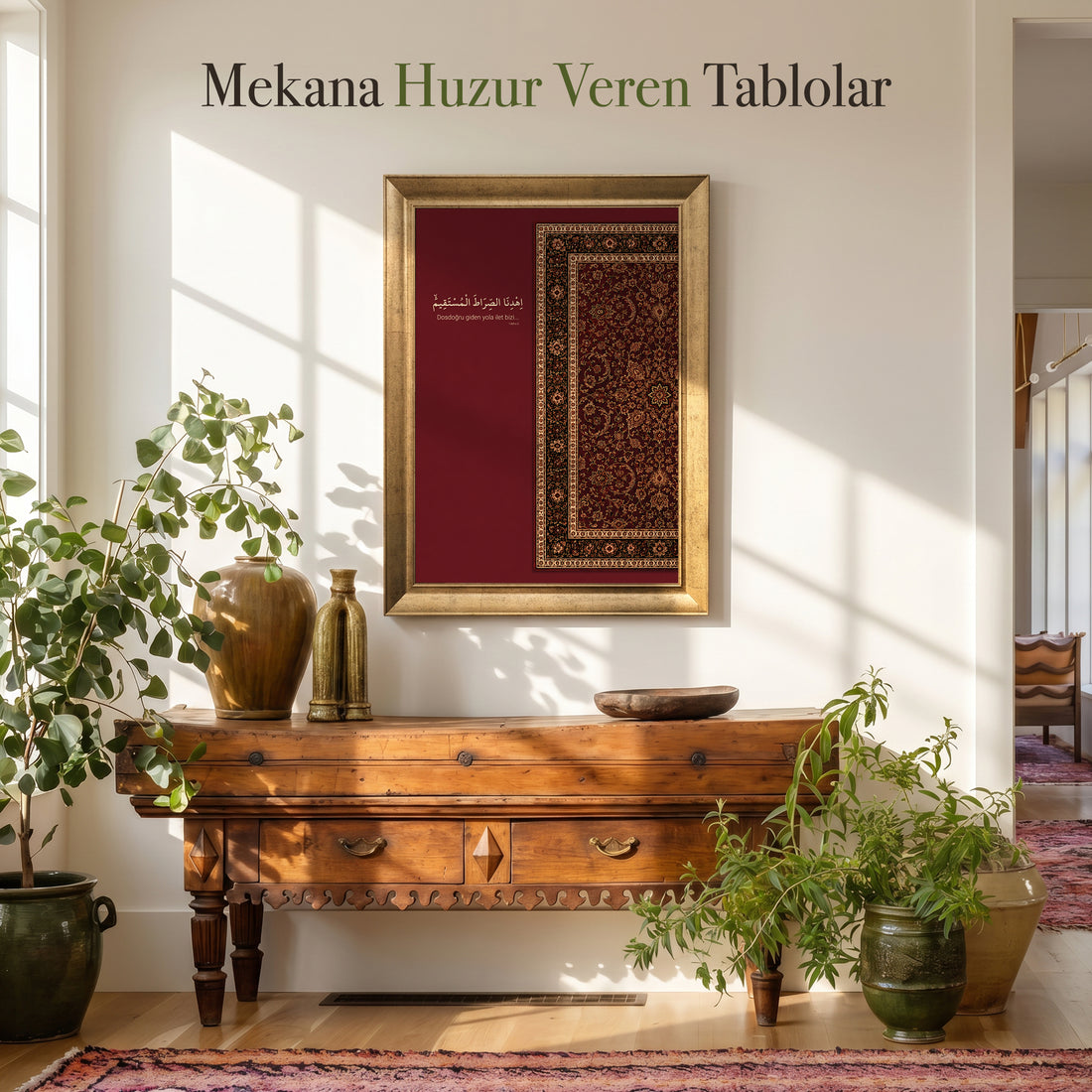 Fatiha 6. Ayet-Vintage Halı Kanvas Tablo