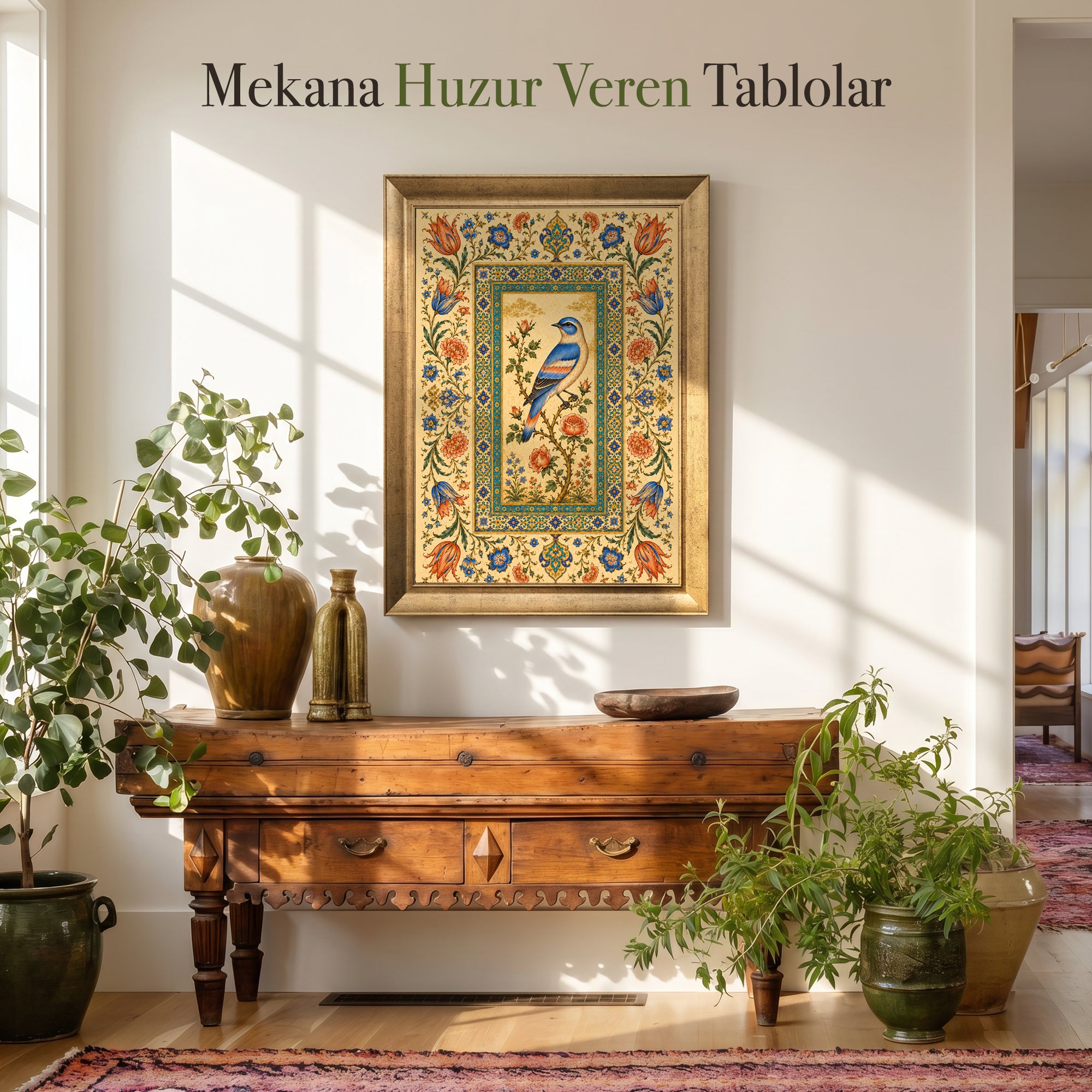 Kuş ve Çiçekler Kanvas Tablo