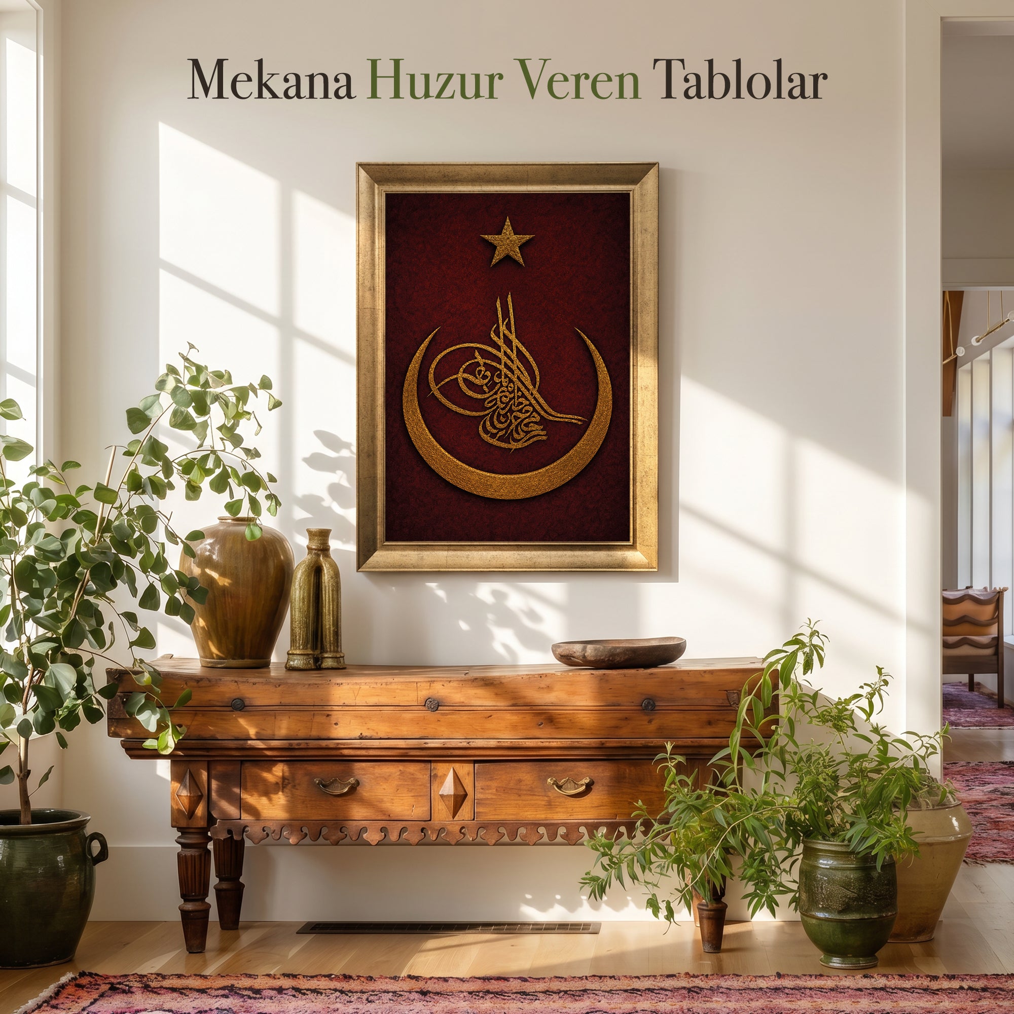 Tuğra Ay Yıldız Kanvas Tablo