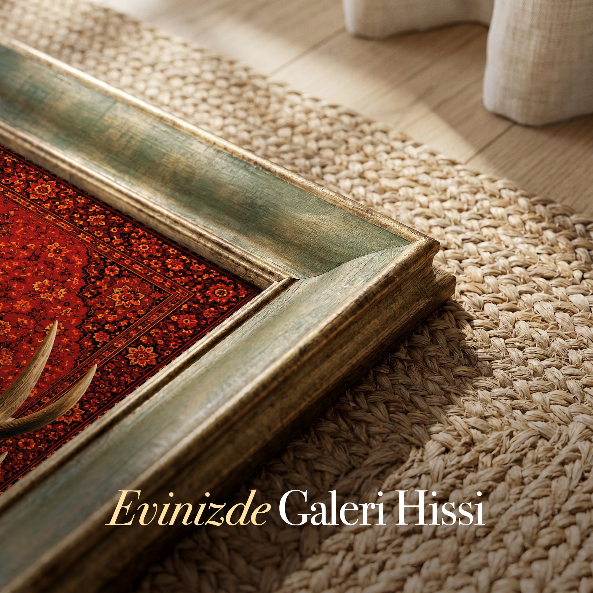 Geyik Vintage Halı Kanvas Tablo