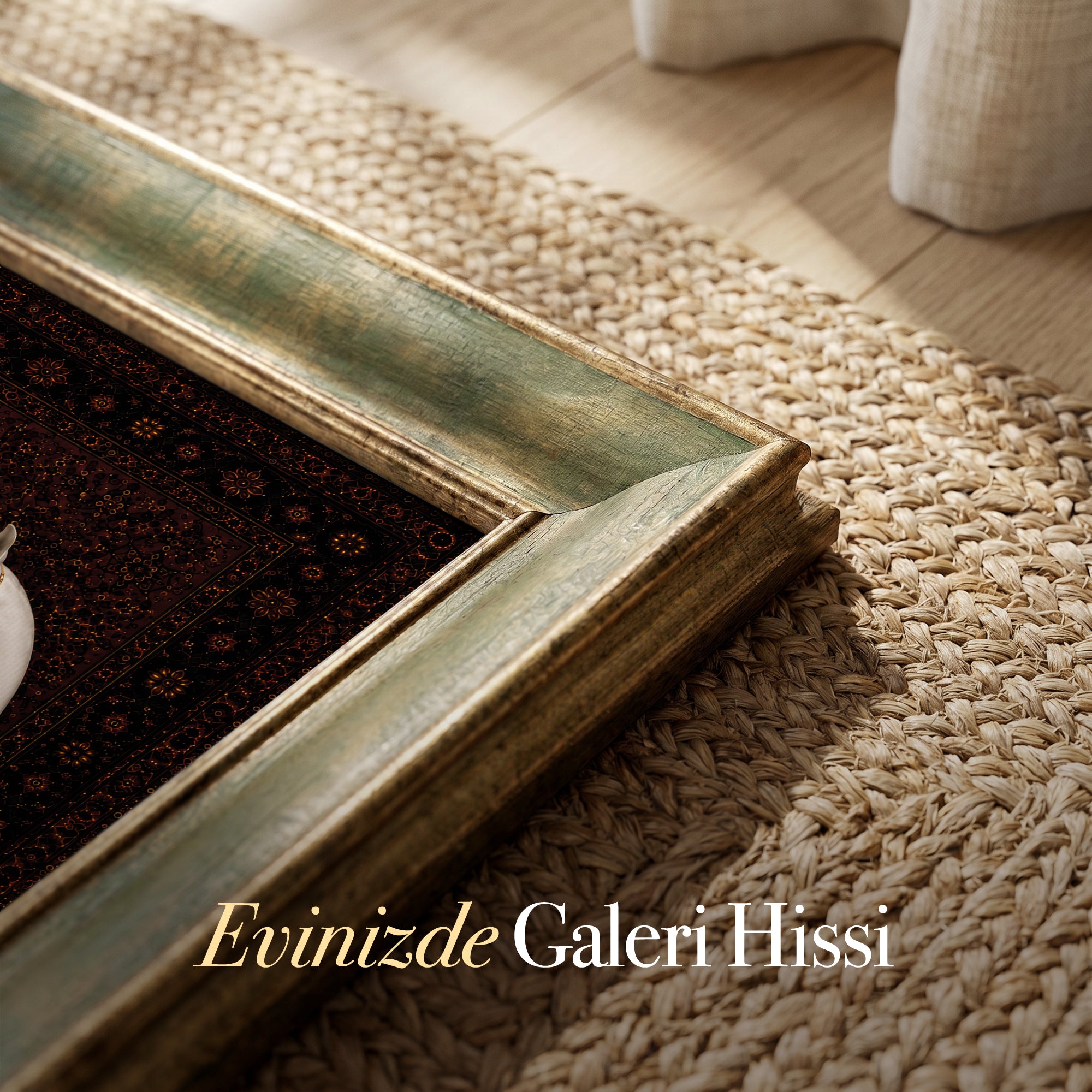 Beyaz At Vintage Halı Kanvas Tablo