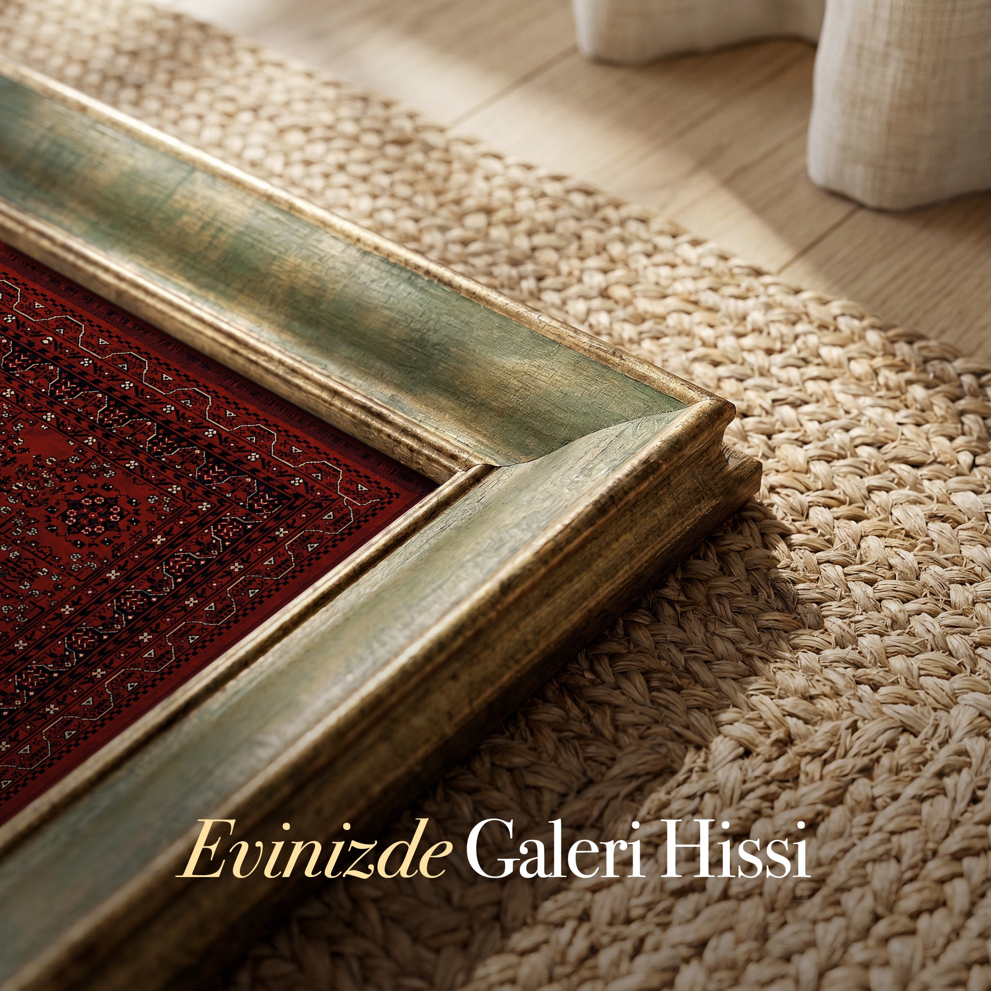Siyah ve Beyaz At Vintage Halı Kanvas Tablo