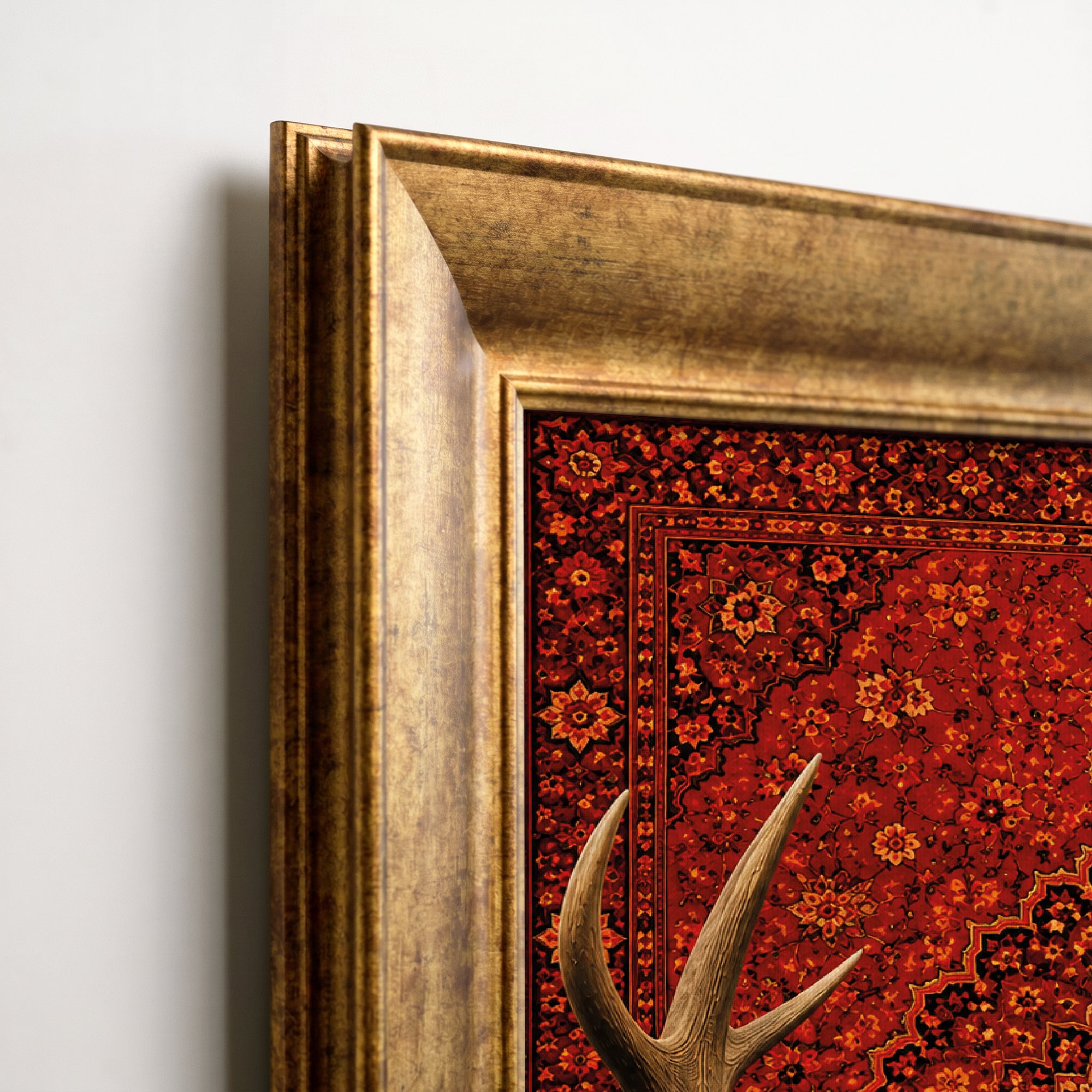 Geyik Vintage Halı Kanvas Tablo