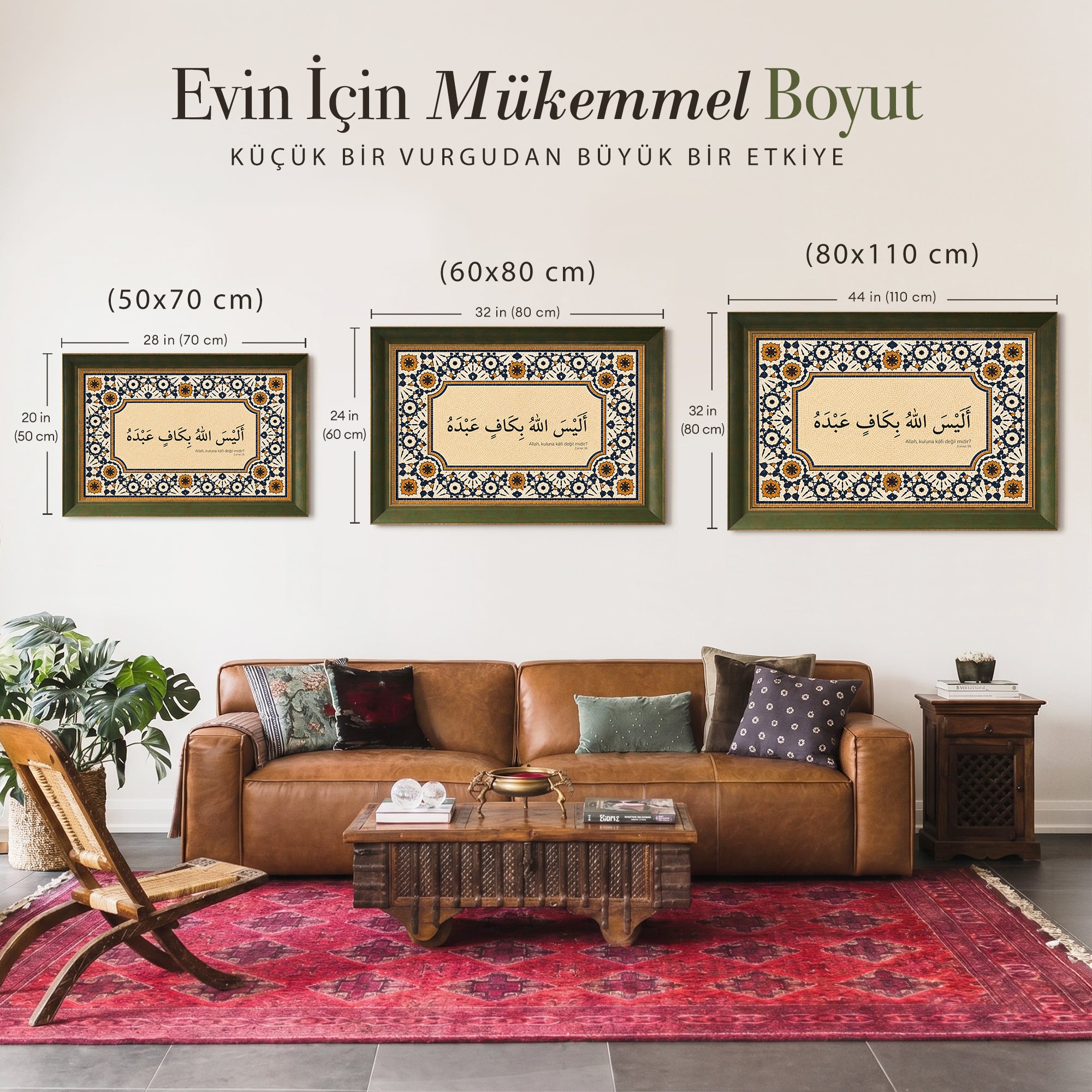Allah Kuluna Kafi Değil Midir Mozaik Desenli Kanvas Tablo