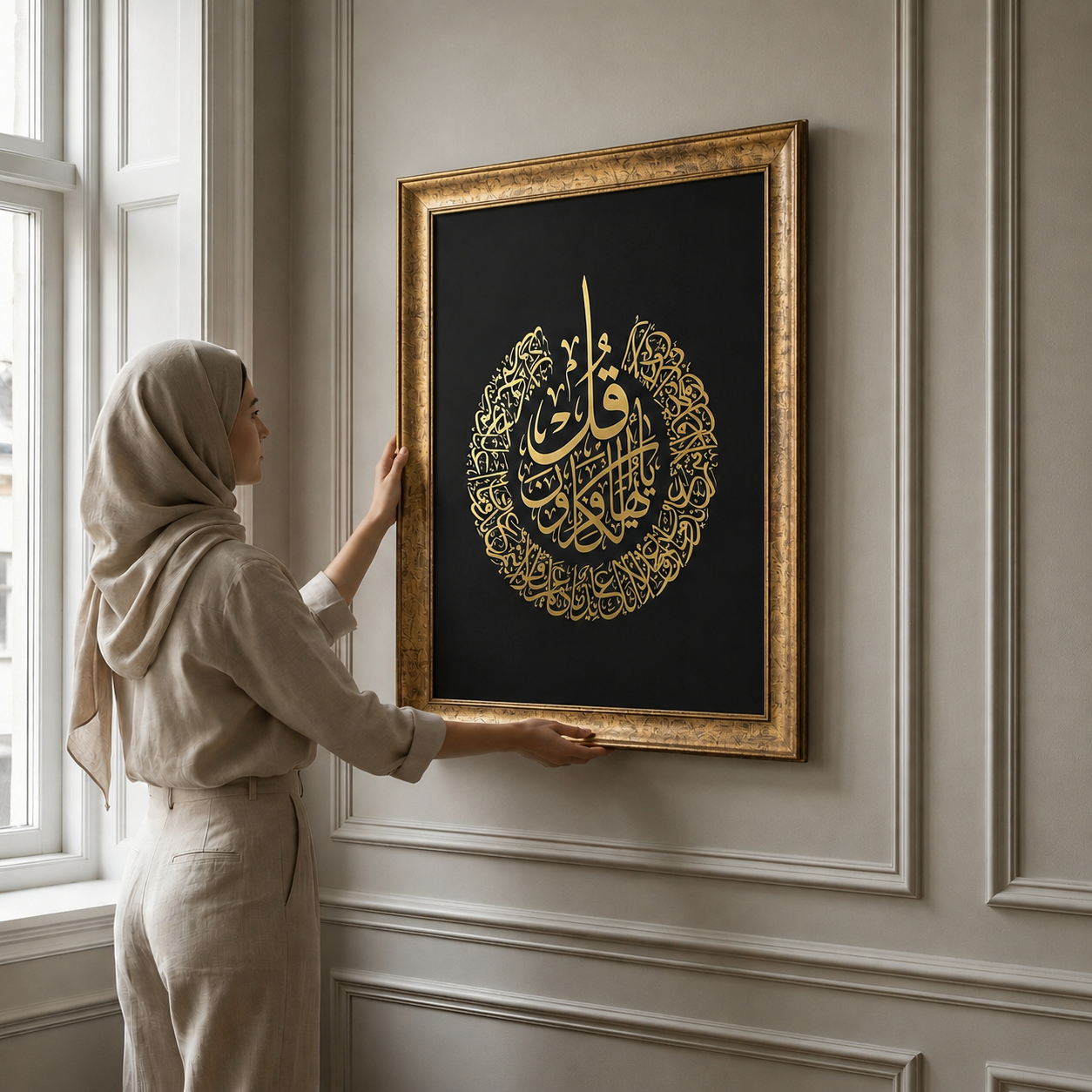 Kafirun Suresi Hat Tablosu — Endülüs Serisi Altın Çerçeveli